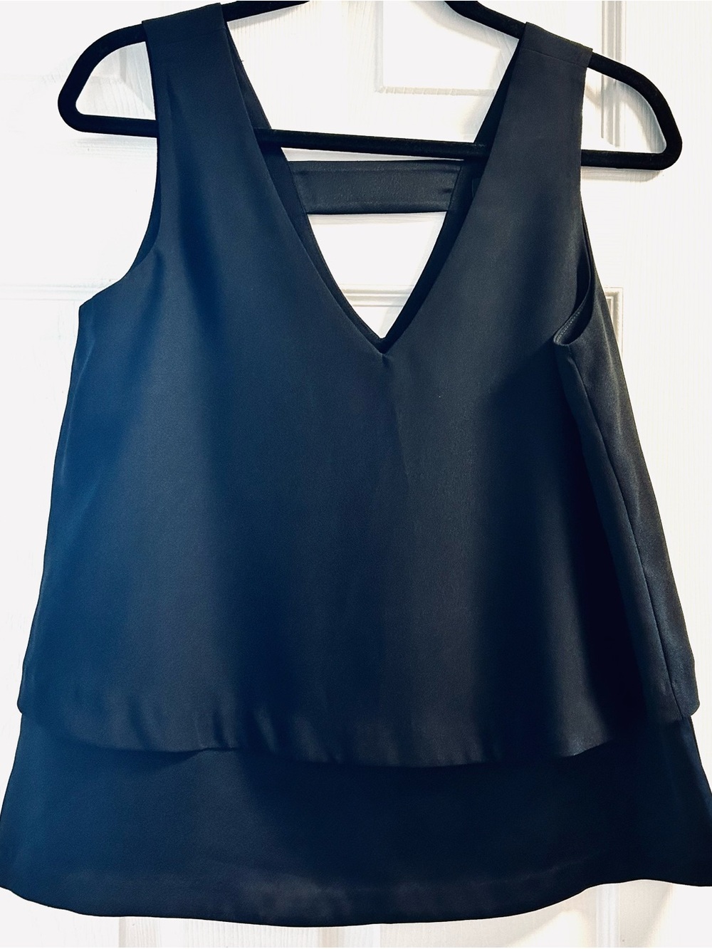 Banana Republic Classic Black V-Neck Layered Women's sleeveless dressy top.